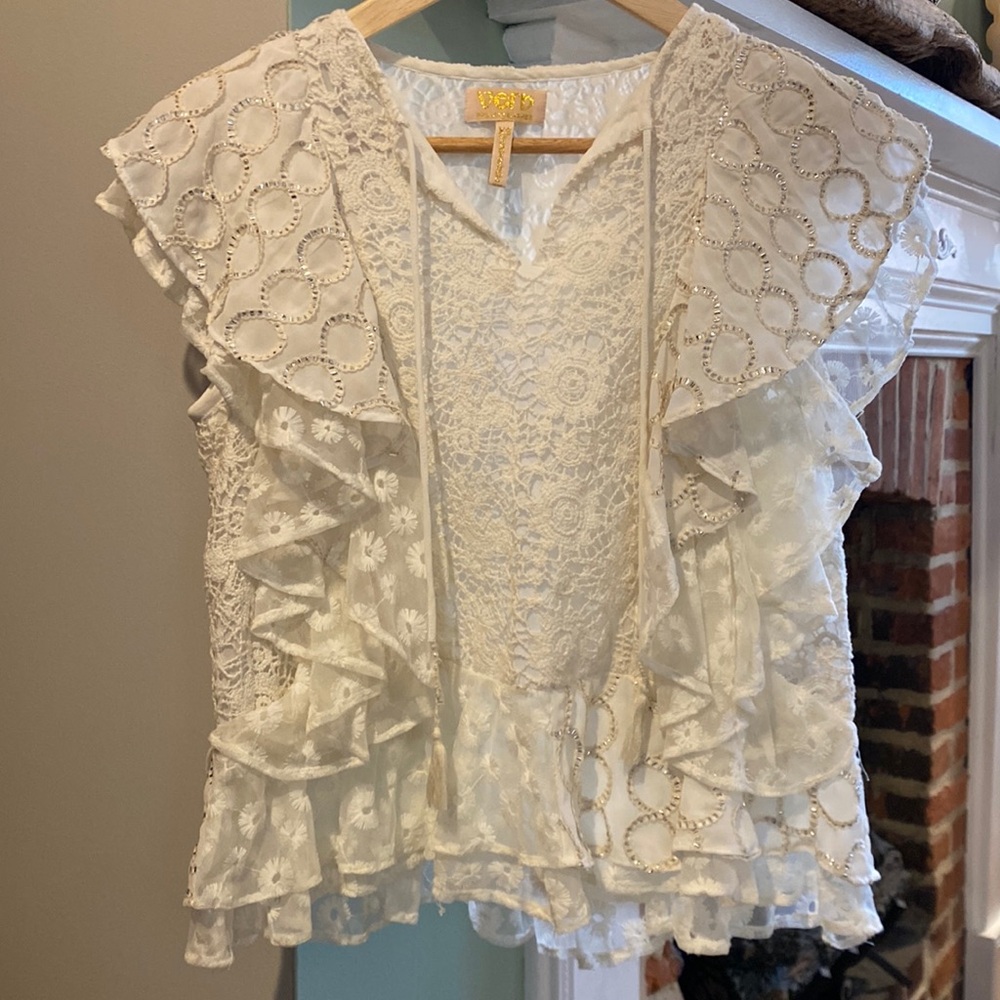 Anthropologie Daisy Lace & Sequin Blouse